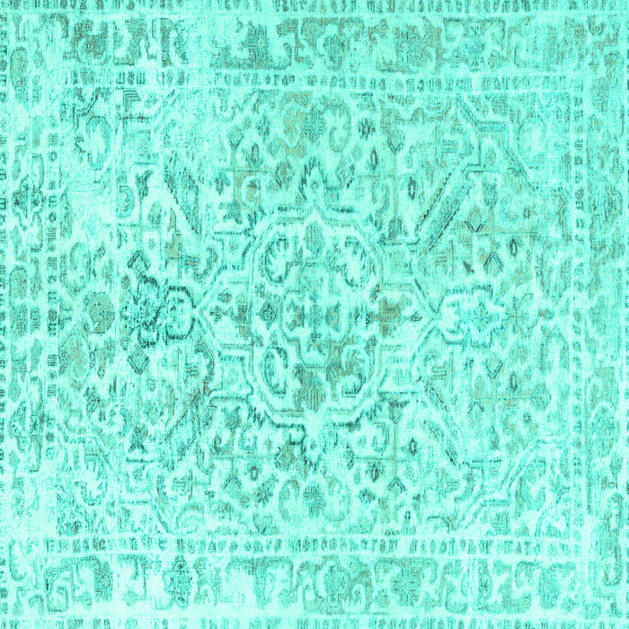 Square Machine Washable Persian Turquoise Traditional Area Rugs, wshtr2978turq