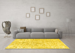 Machine Washable Persian Yellow Traditional Rug in a Living Room, wshtr2978yw