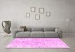 Machine Washable Persian Pink Traditional Rug in a Living Room, wshtr2978pnk