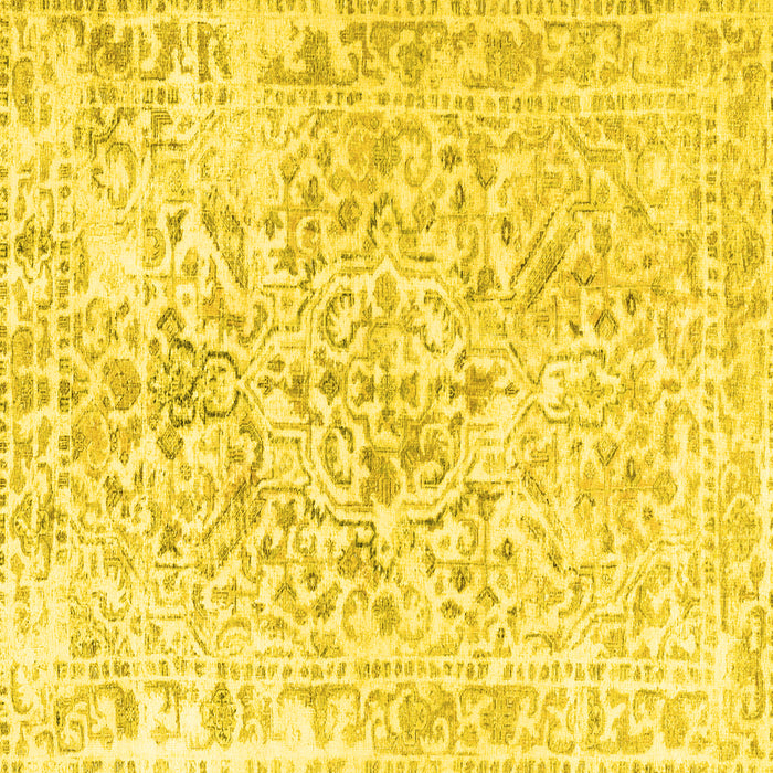 Square Machine Washable Persian Yellow Traditional Rug, wshtr2978yw