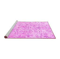 Sideview of Machine Washable Persian Pink Traditional Rug, wshtr2978pnk