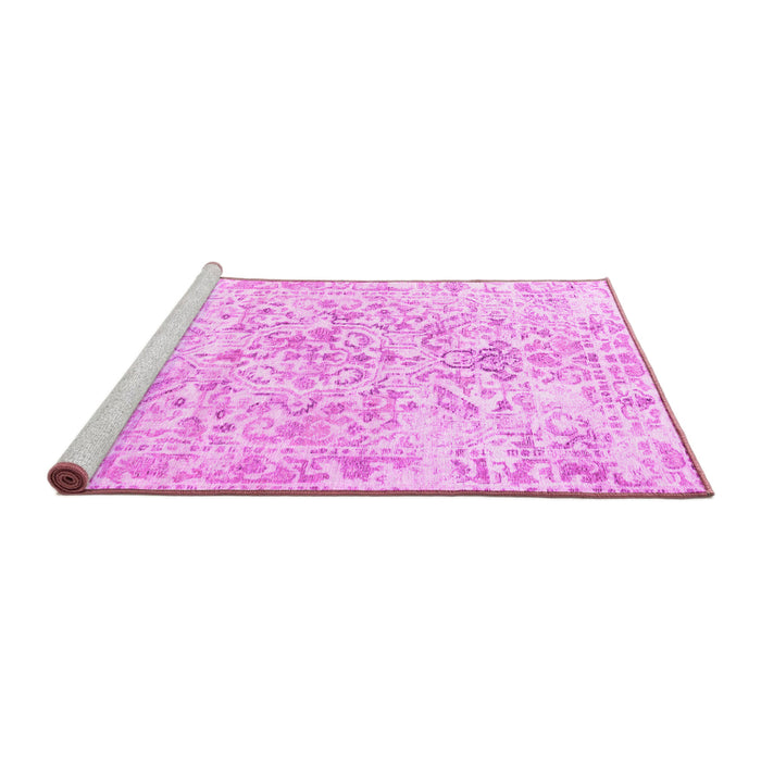 Sideview of Machine Washable Persian Pink Traditional Rug, wshtr2978pnk