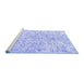 Sideview of Machine Washable Persian Blue Traditional Rug, wshtr2978blu