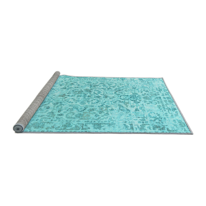 Sideview of Machine Washable Persian Light Blue Traditional Rug, wshtr2978lblu