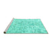 Sideview of Machine Washable Persian Turquoise Traditional Area Rugs, wshtr2978turq