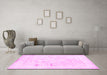 Machine Washable Persian Pink Traditional Rug in a Living Room, wshtr2979pnk