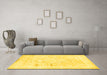 Machine Washable Persian Yellow Traditional Rug in a Living Room, wshtr2979yw