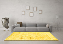 Machine Washable Persian Yellow Traditional Rug in a Living Room, wshtr2979yw