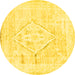 Round Persian Yellow Traditional Rug, tr2979yw