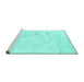 Sideview of Machine Washable Persian Turquoise Traditional Area Rugs, wshtr2979turq