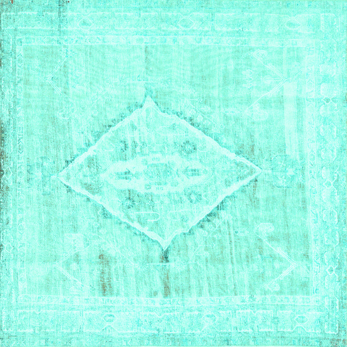 Square Machine Washable Persian Turquoise Traditional Area Rugs, wshtr2979turq