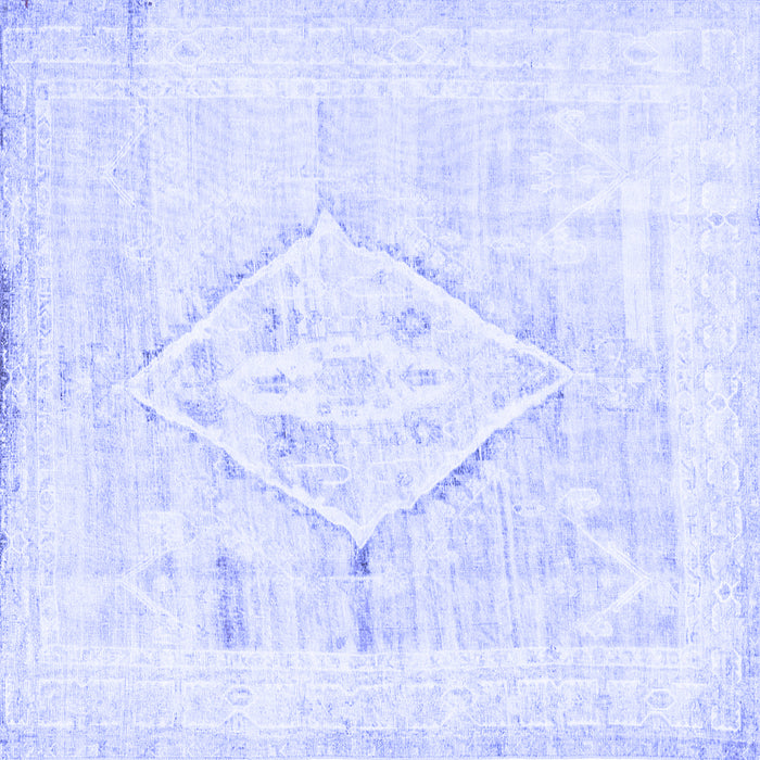 Square Machine Washable Persian Blue Traditional Rug, wshtr2979blu