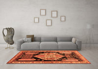 Machine Washable Persian Orange Traditional Rug, wshtr297org