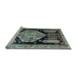 Sideview of Machine Washable Persian Light Blue Traditional Rug, wshtr297lblu