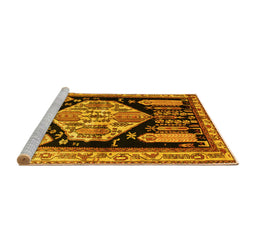 Sideview of Machine Washable Persian Yellow Traditional Rug, wshtr297yw