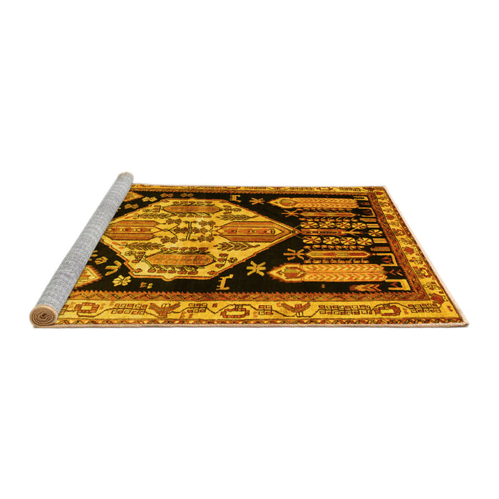 Sideview of Machine Washable Persian Yellow Traditional Rug, wshtr297yw