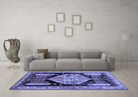 Machine Washable Persian Blue Traditional Rug, wshtr297blu