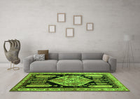 Machine Washable Persian Green Traditional Rug, wshtr297grn