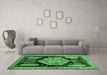 Machine Washable Persian Emerald Green Traditional Area Rugs in a Living Room,, wshtr297emgrn