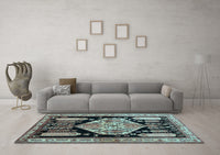 Machine Washable Persian Light Blue Traditional Rug, wshtr297lblu