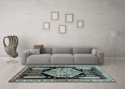 Machine Washable Persian Light Blue Traditional Rug in a Living Room, wshtr297lblu