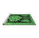 Sideview of Machine Washable Persian Emerald Green Traditional Area Rugs, wshtr297emgrn