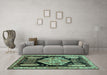 Machine Washable Persian Turquoise Traditional Area Rugs in a Living Room,, wshtr297turq