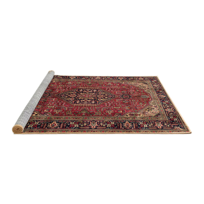 Sideview of Machine Washable Traditional Saffron Red Rug, wshtr298