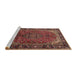 Sideview of Machine Washable Traditional Saffron Red Rug, wshtr298