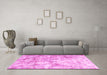 Machine Washable Persian Pink Traditional Rug in a Living Room, wshtr2980pnk