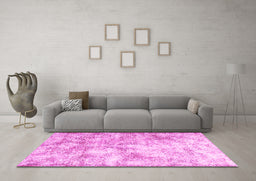 Machine Washable Persian Pink Traditional Rug in a Living Room, wshtr2980pnk