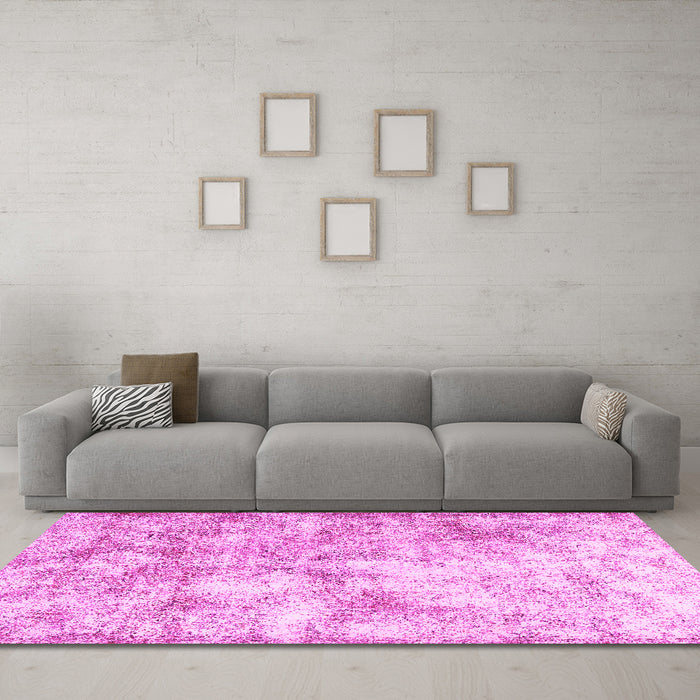 Machine Washable Persian Pink Traditional Rug in a Living Room, wshtr2980pnk