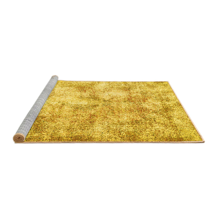 Sideview of Machine Washable Persian Yellow Traditional Rug, wshtr2980yw