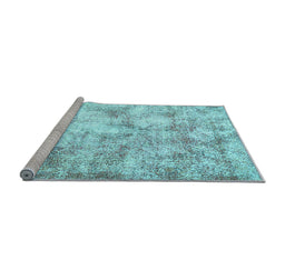 Sideview of Machine Washable Persian Light Blue Traditional Rug, wshtr2980lblu