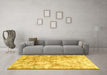 Machine Washable Persian Yellow Traditional Rug in a Living Room, wshtr2980yw