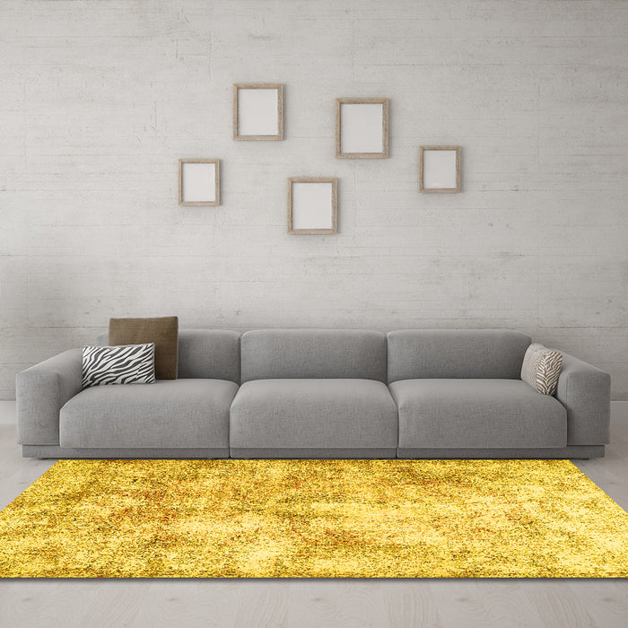 Machine Washable Persian Yellow Traditional Rug in a Living Room, wshtr2980yw