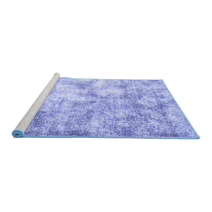 Sideview of Machine Washable Persian Blue Traditional Rug, wshtr2980blu
