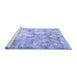 Sideview of Machine Washable Persian Blue Traditional Rug, wshtr2980blu