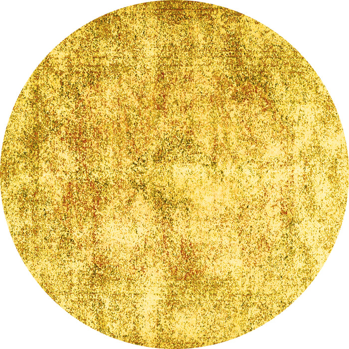 Round Machine Washable Persian Yellow Traditional Rug, wshtr2980yw
