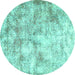 Round Persian Turquoise Traditional Rug, tr2980turq