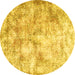 Round Persian Yellow Traditional Rug, tr2980yw