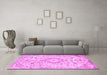 Machine Washable Persian Pink Traditional Rug in a Living Room, wshtr2981pnk