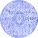 Round Machine Washable Persian Blue Traditional Rug, wshtr2981blu