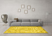 Machine Washable Persian Yellow Traditional Rug in a Living Room, wshtr2981yw