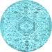 Round Machine Washable Persian Light Blue Traditional Rug, wshtr2981lblu