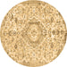 Round Persian Brown Traditional Rug, tr2981brn