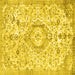 Square Machine Washable Persian Yellow Traditional Rug, wshtr2981yw