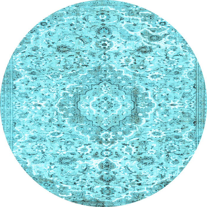 Round Persian Light Blue Traditional Rug, tr2981lblu