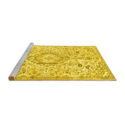 Sideview of Machine Washable Persian Yellow Traditional Rug, wshtr2981yw