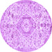 Round Machine Washable Persian Purple Traditional Area Rugs, wshtr2981pur